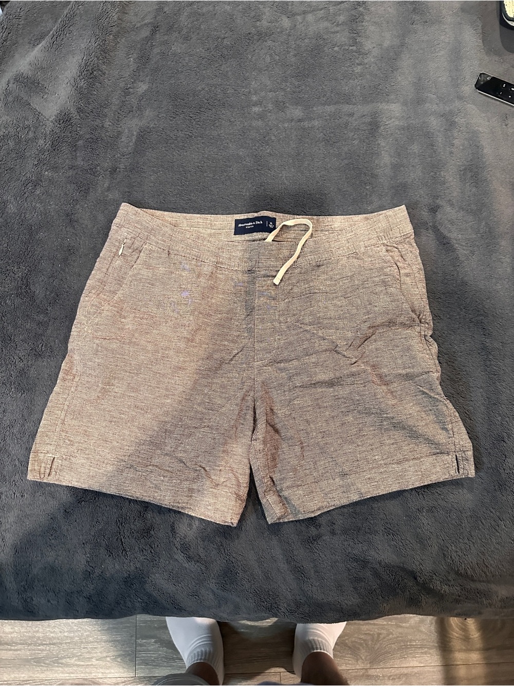 Abercrombie & Fitch Men’s Heathered Linen-Blend Shorts Size XL Pre-Owned